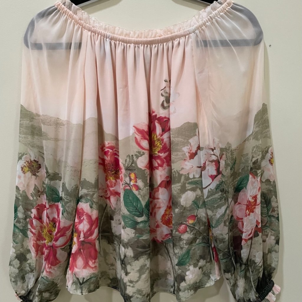 White House Black Market Pink Flowery Blouse